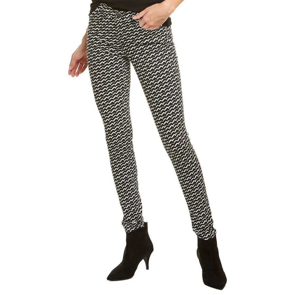 J Brand Super Skinny Berlin Geo Print Jeans Black White Size 31 Made in USA